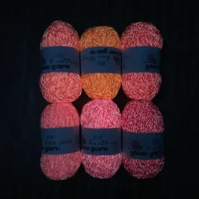 RED light fluorescent Luminous metallic crochet yarn