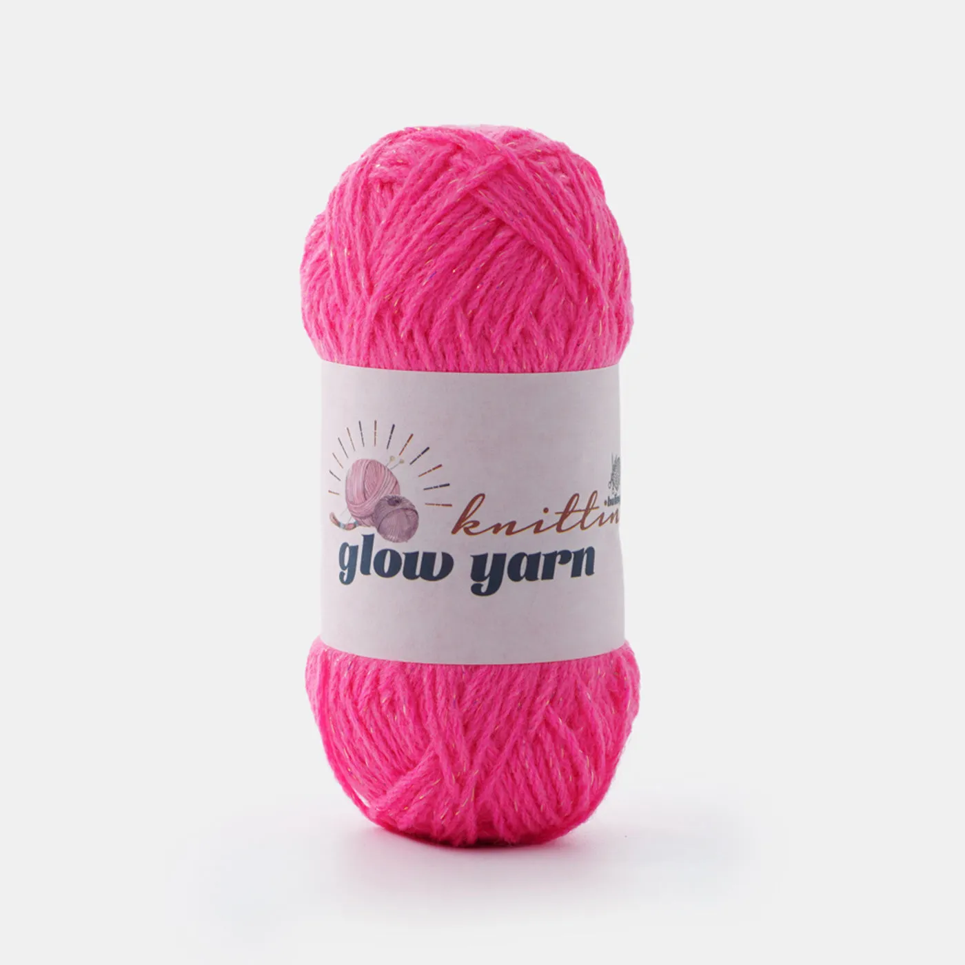 RED light fluorescent Luminous metallic crochet yarn