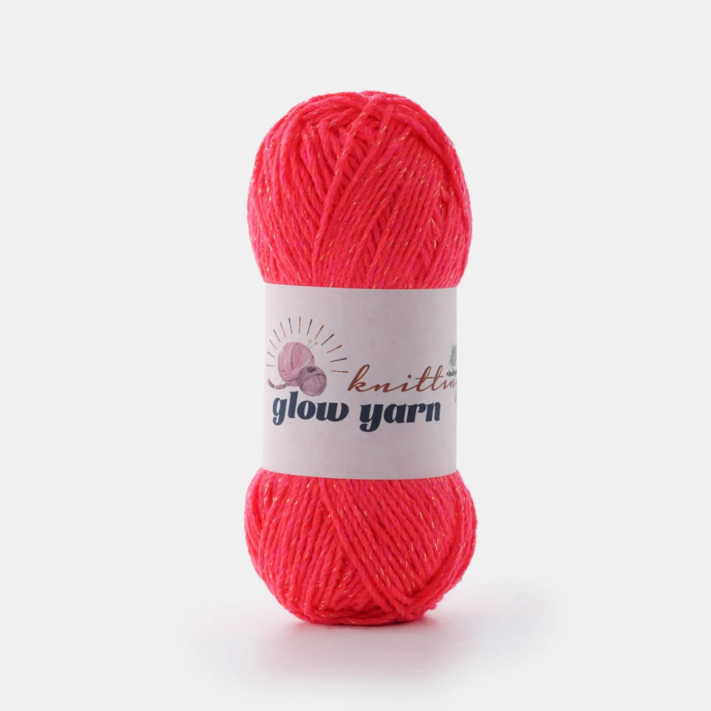 RED light fluorescent Luminous metallic crochet yarn