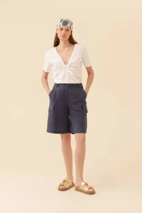 Roman Solid Pocket Detail Shorts Navy Blue