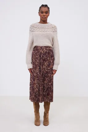 SALOME PAISLEY PRINT PLEATED MIDI SKIRT