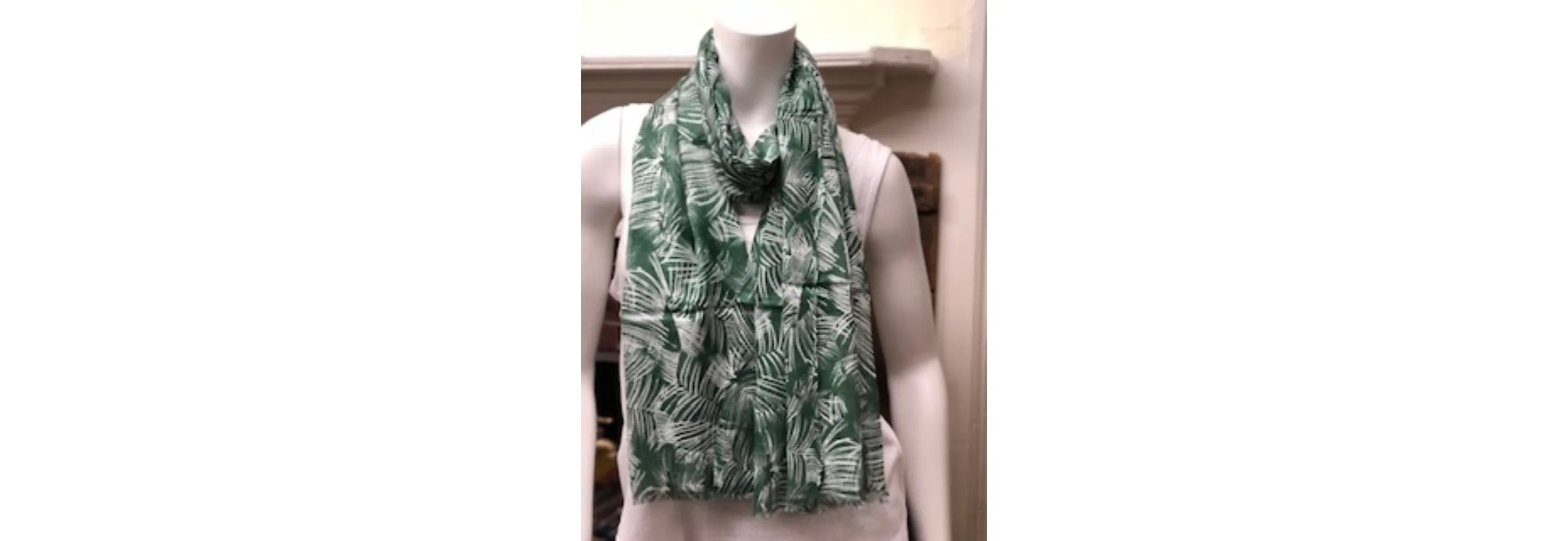 Scarf Sketch Branch Leaf Green