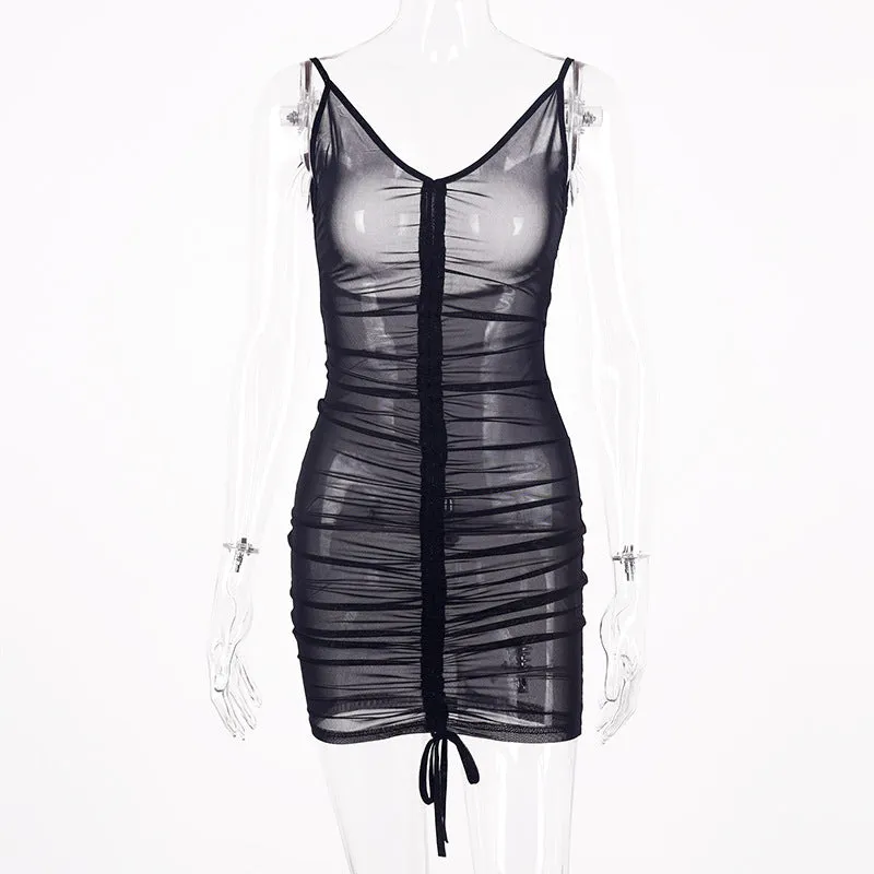 Sensual Sheer Mesh Mini Slip Dress