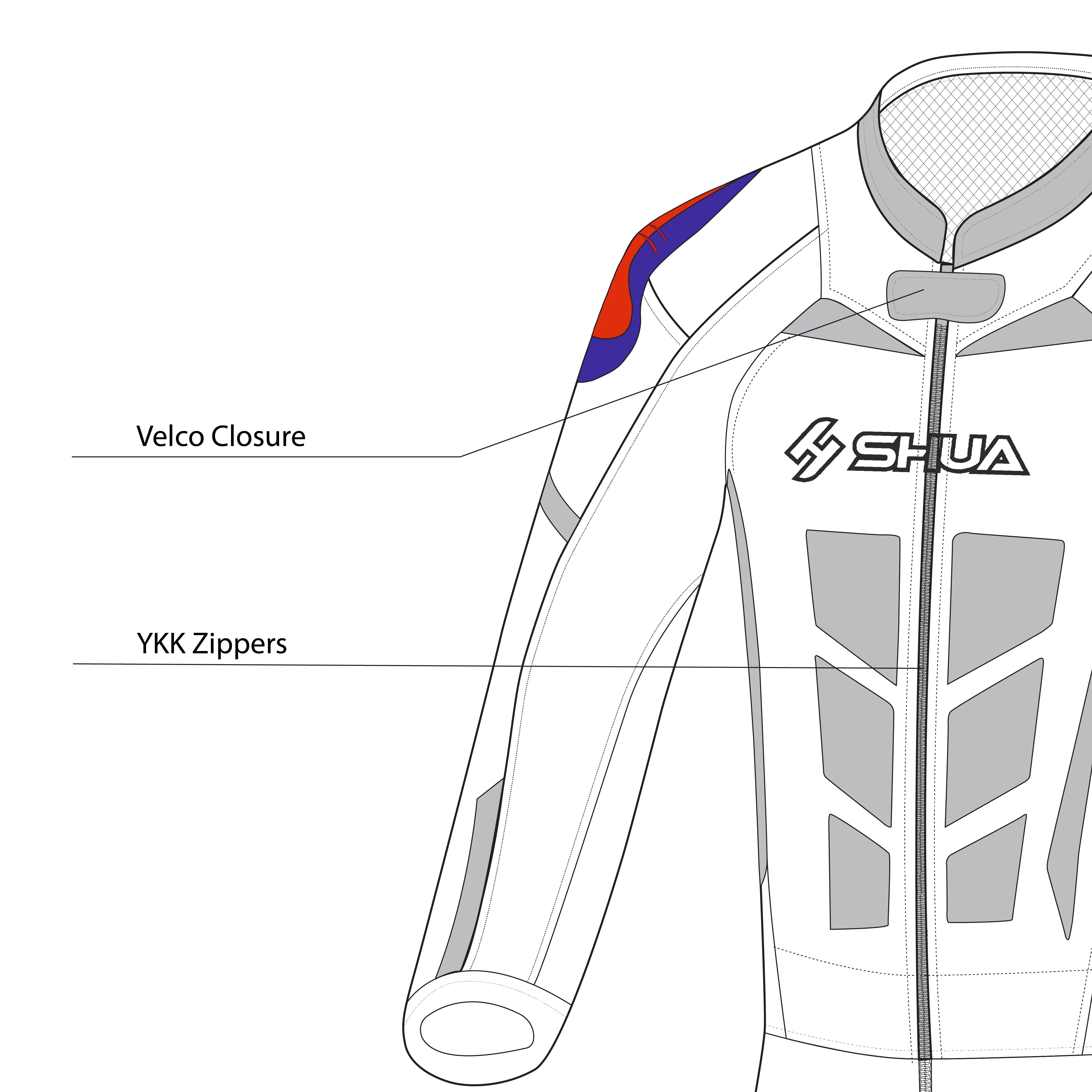 SHUA Infinity - 1 PC Motorcycle Racing Leather Suit - Black Red