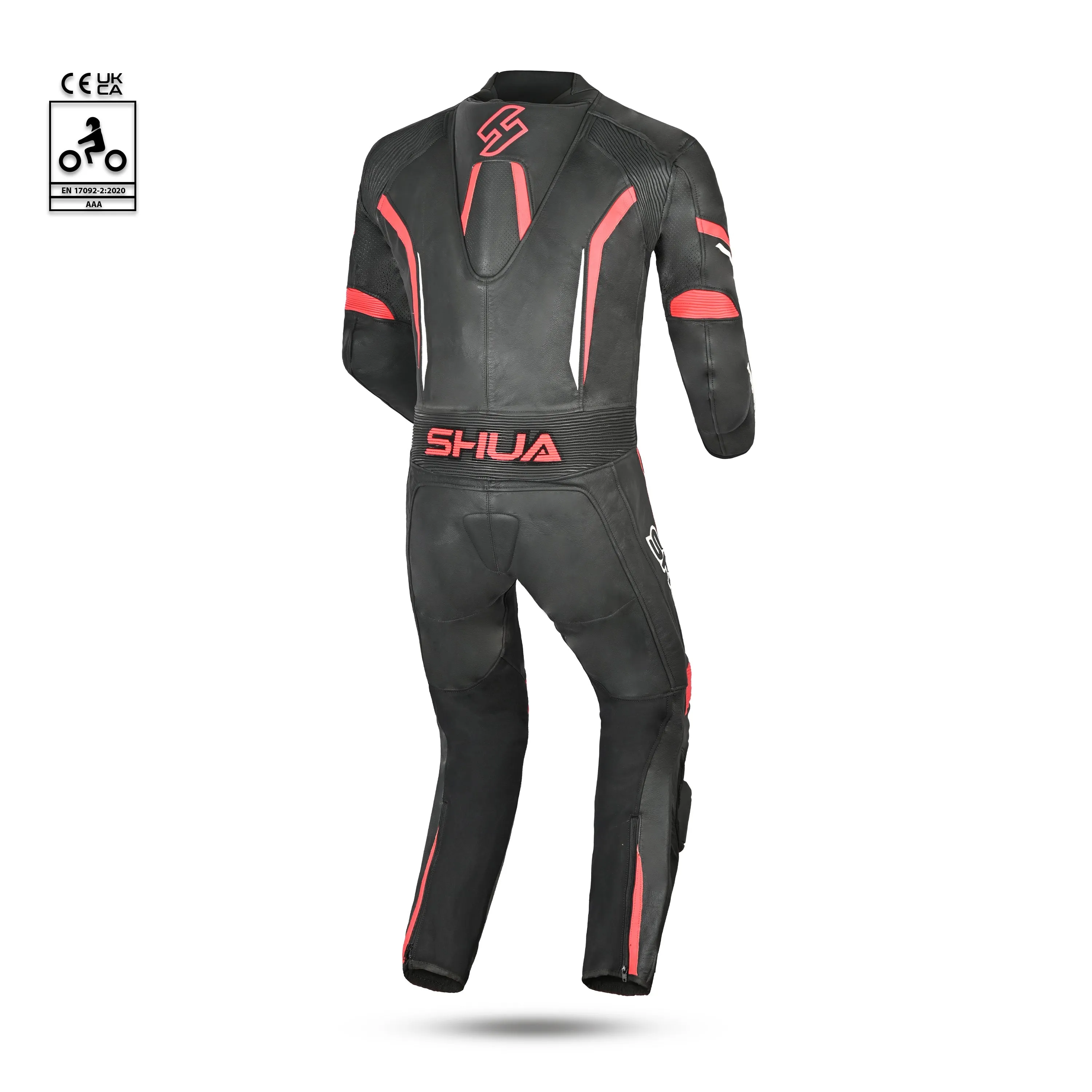SHUA Infinity - 1 PC Motorcycle Racing Leather Suit - Black Red