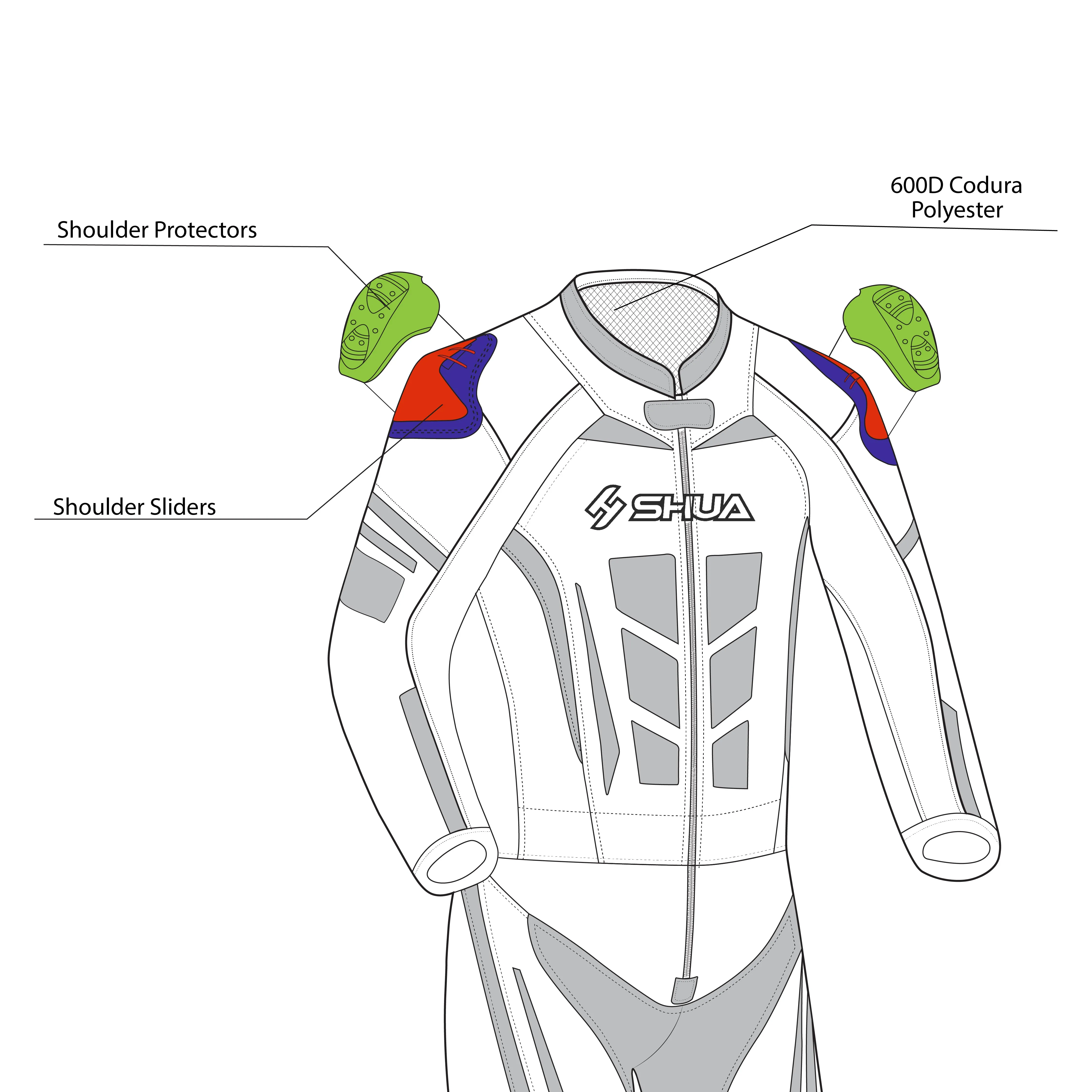 SHUA Infinity - 1 PC Motorcycle Racing Leather Suit - Black Red