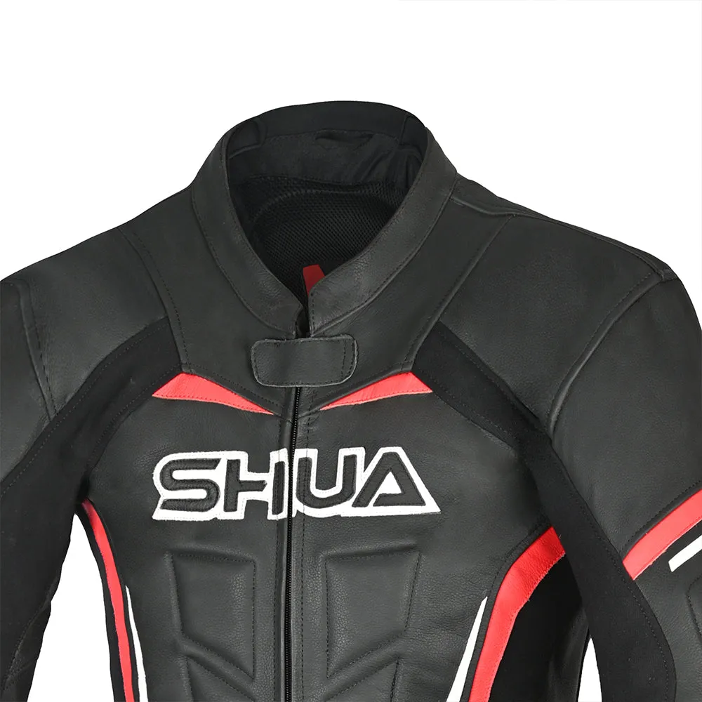 SHUA Infinity - 1 PC Motorcycle Racing Leather Suit - Black Red