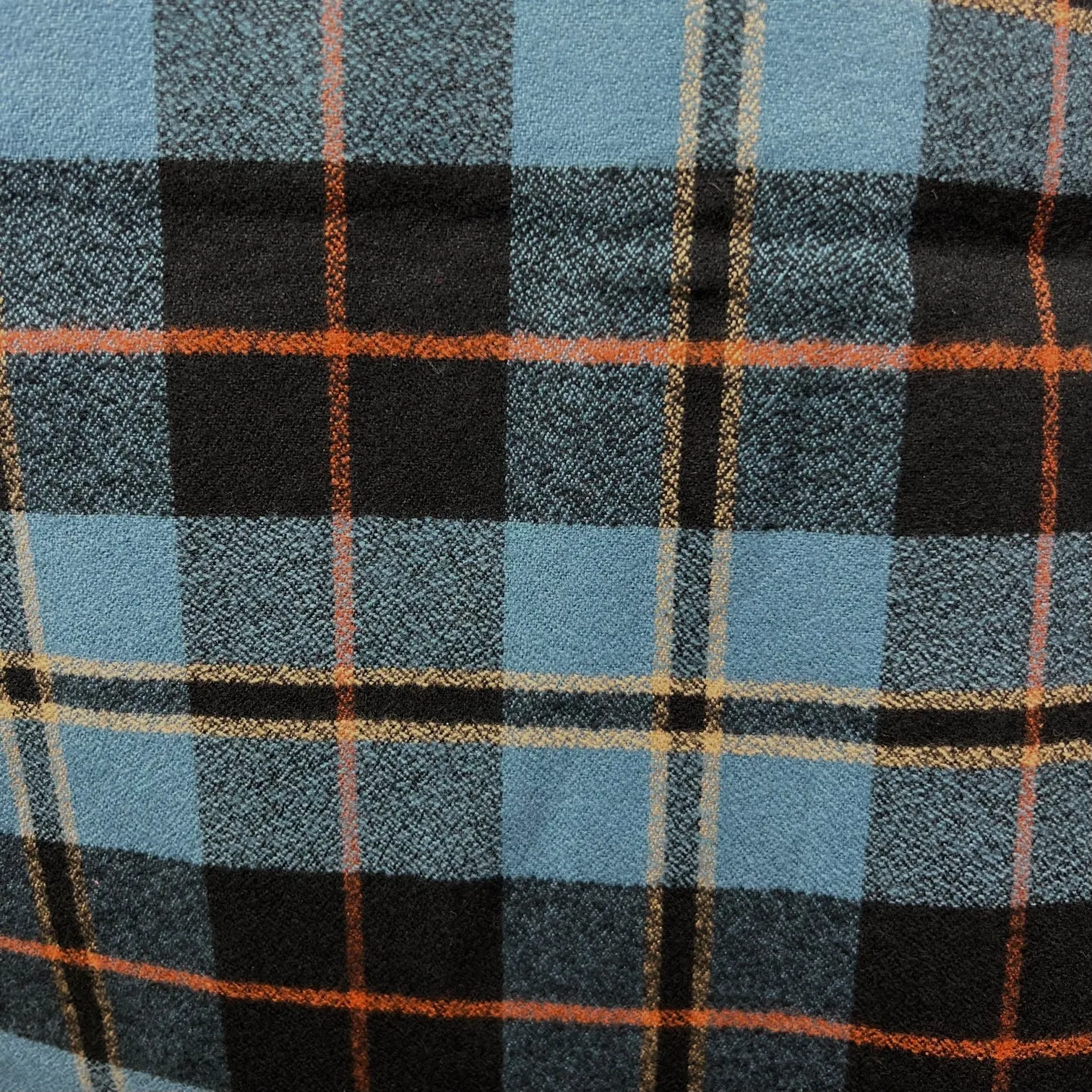 Smoky Blue and Black Plaid with Persimmon and Pale Yellow Accent Luxe Collection Infinity and Blanket Scarves