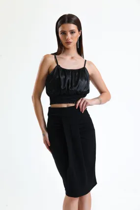 SNS Sense Black Ruched Scuba Pencil Skirt - Smarhon