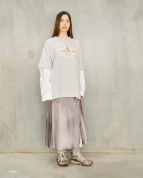 Sprayed Grey Satin Wrap Skirt