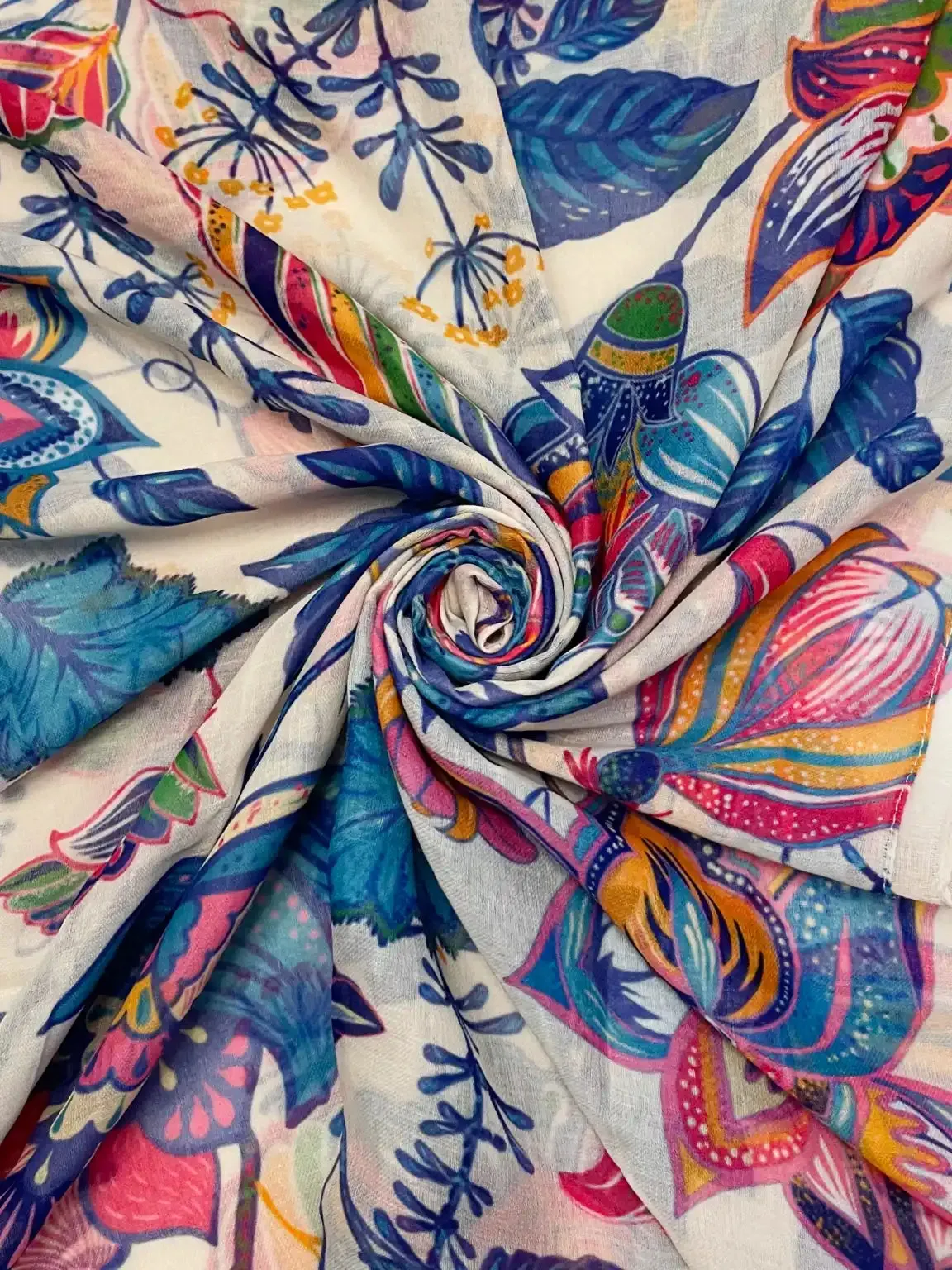 Stone Raw Edge Flower Scarf