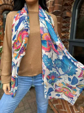 Stone Raw Edge Flower Scarf