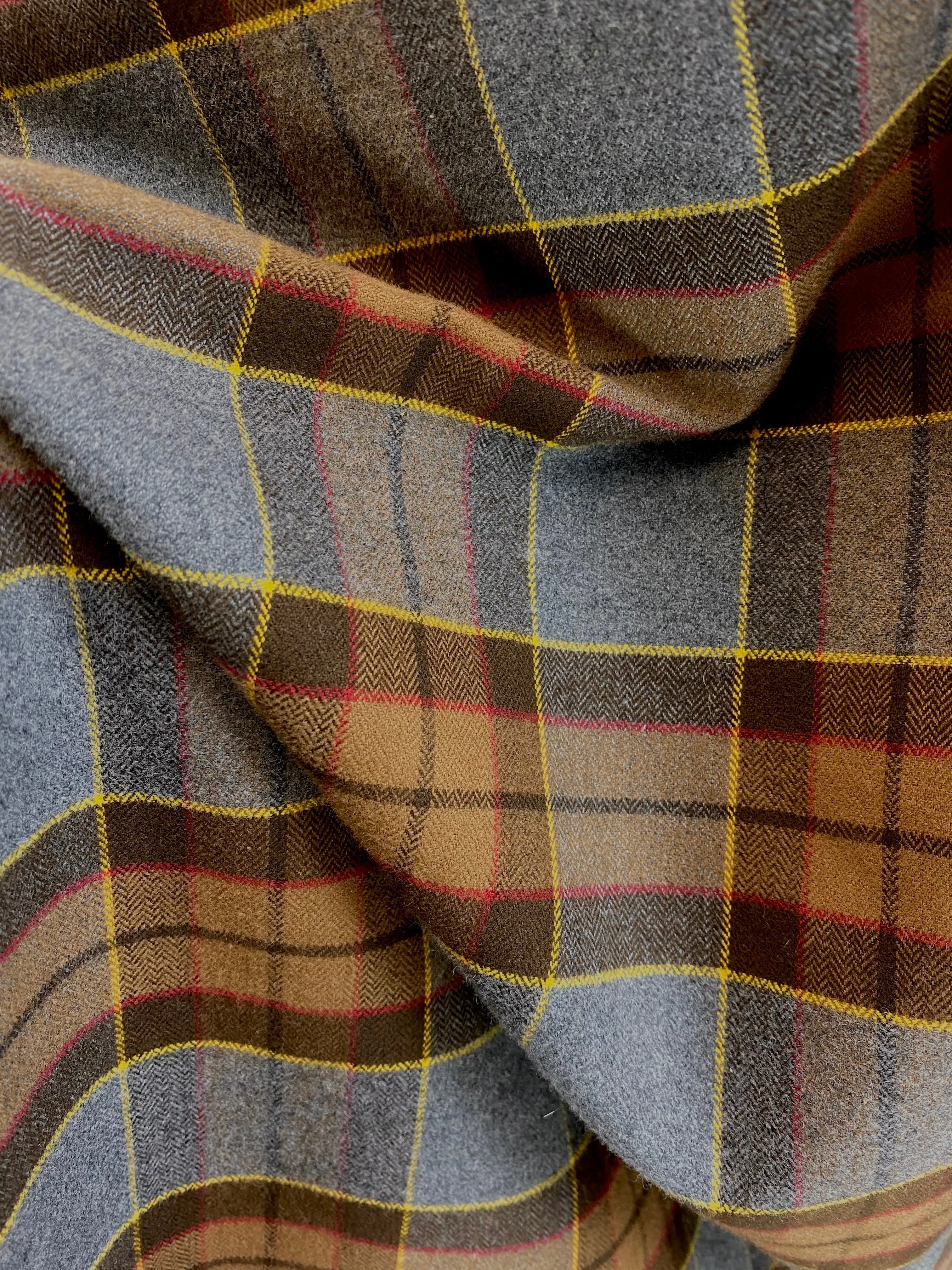 Straight Scarf - Outlander Clan Fraser Inspired Gray, Brown, Yellow, and Red Cotton Flannel