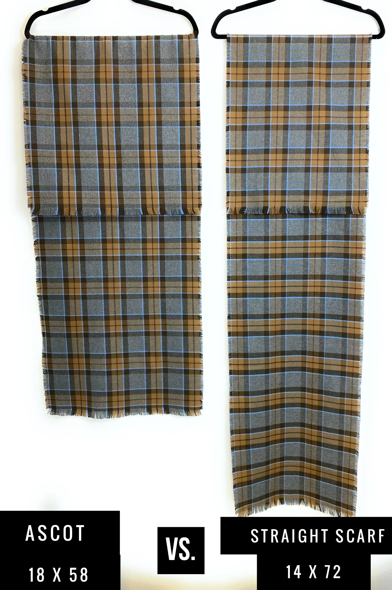 Straight Scarf - Outlander Clan Fraser Inspired Gray, Brown, Yellow, and Red Cotton Flannel