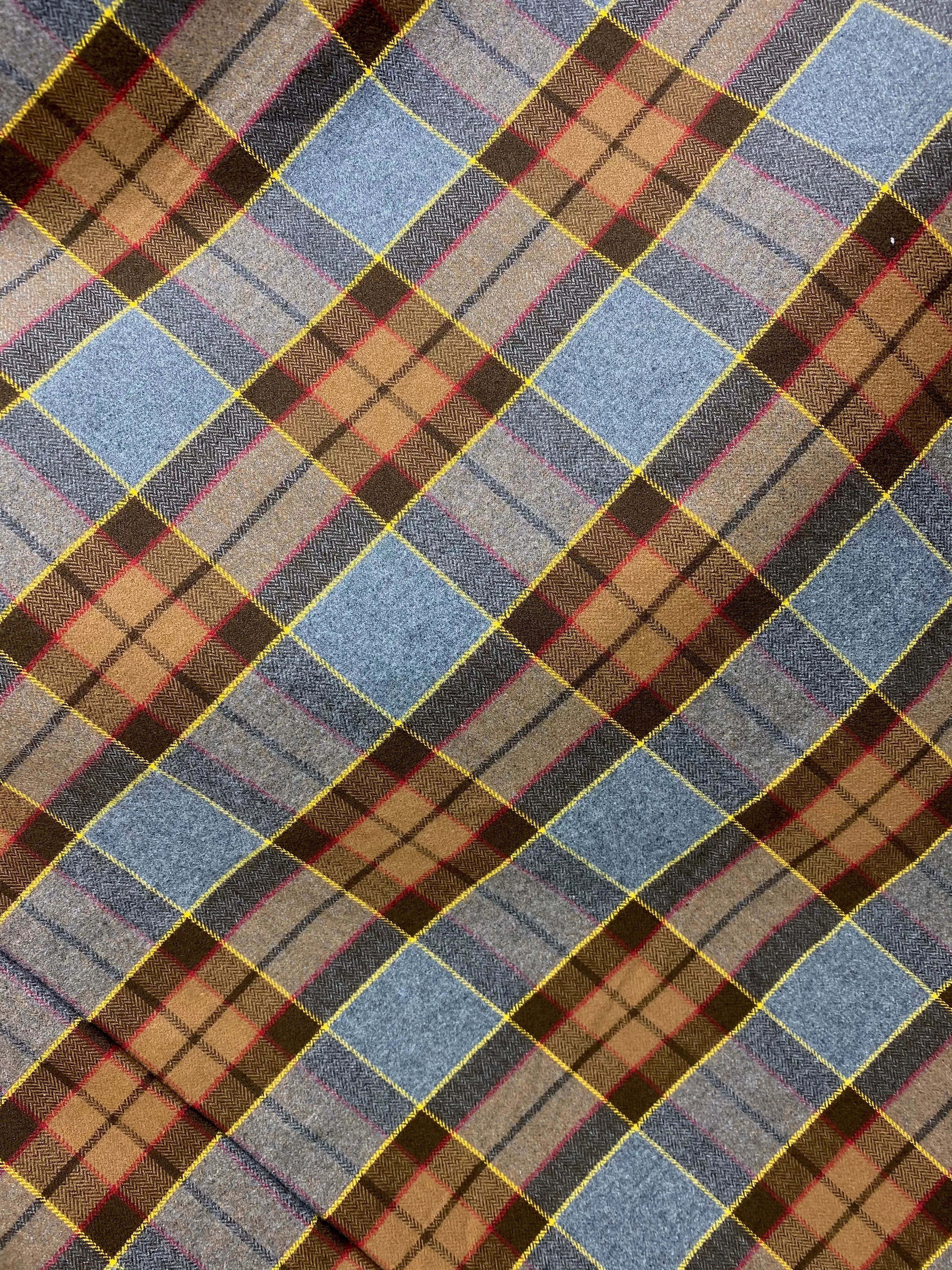 Straight Scarf - Outlander Clan Fraser Inspired Gray, Brown, Yellow, and Red Cotton Flannel