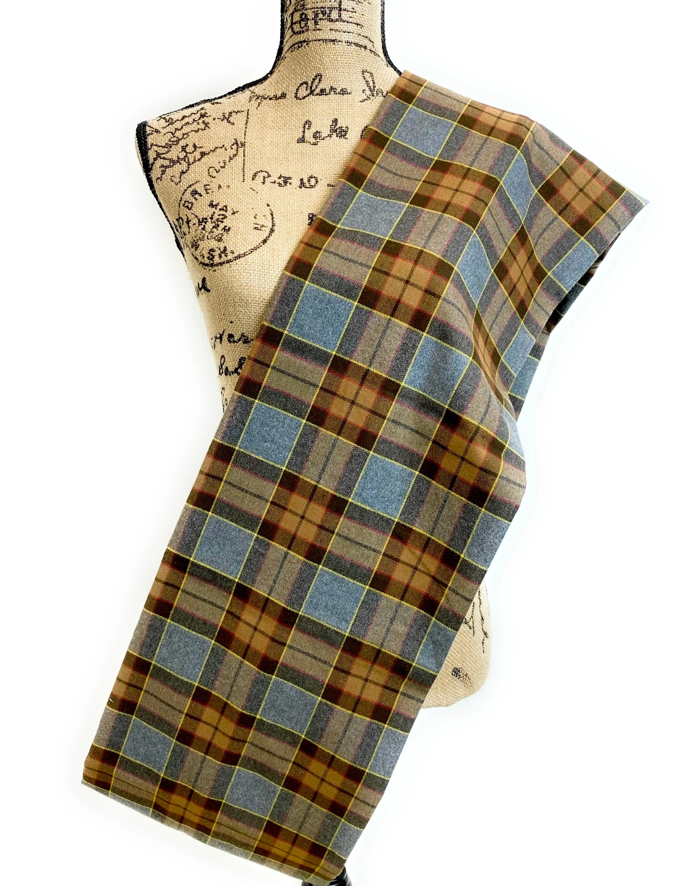 Straight Scarf - Outlander Clan Fraser Inspired Gray, Brown, Yellow, and Red Cotton Flannel
