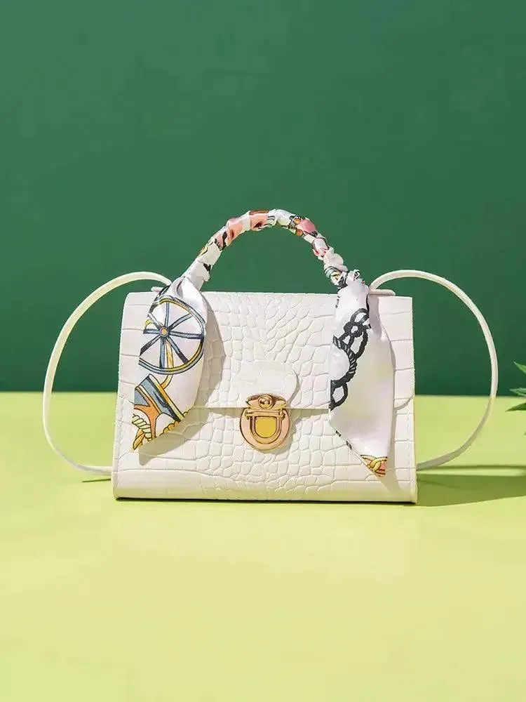Summer PU Leather Tote Bag with Scarf - Crossbody for Women