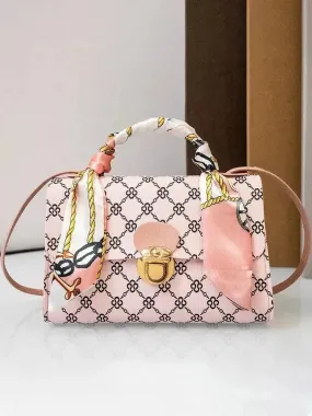 Summer PU Leather Tote Bag with Scarf - Crossbody for Women