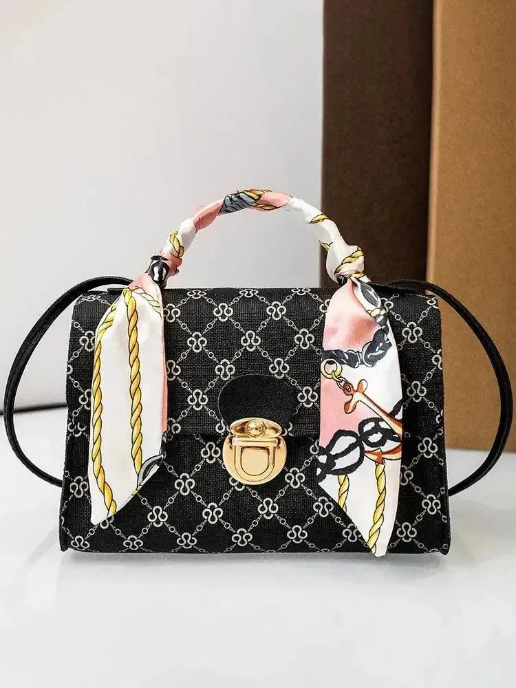 Summer PU Leather Tote Bag with Scarf - Crossbody for Women