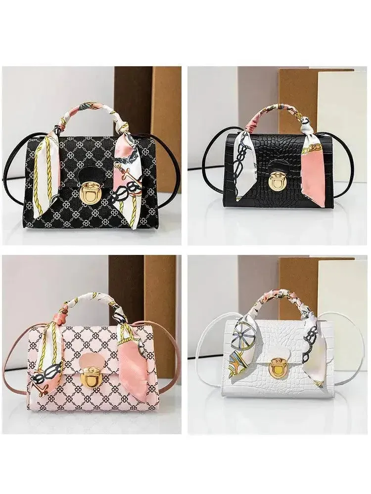 Summer PU Leather Tote Bag with Scarf - Crossbody for Women