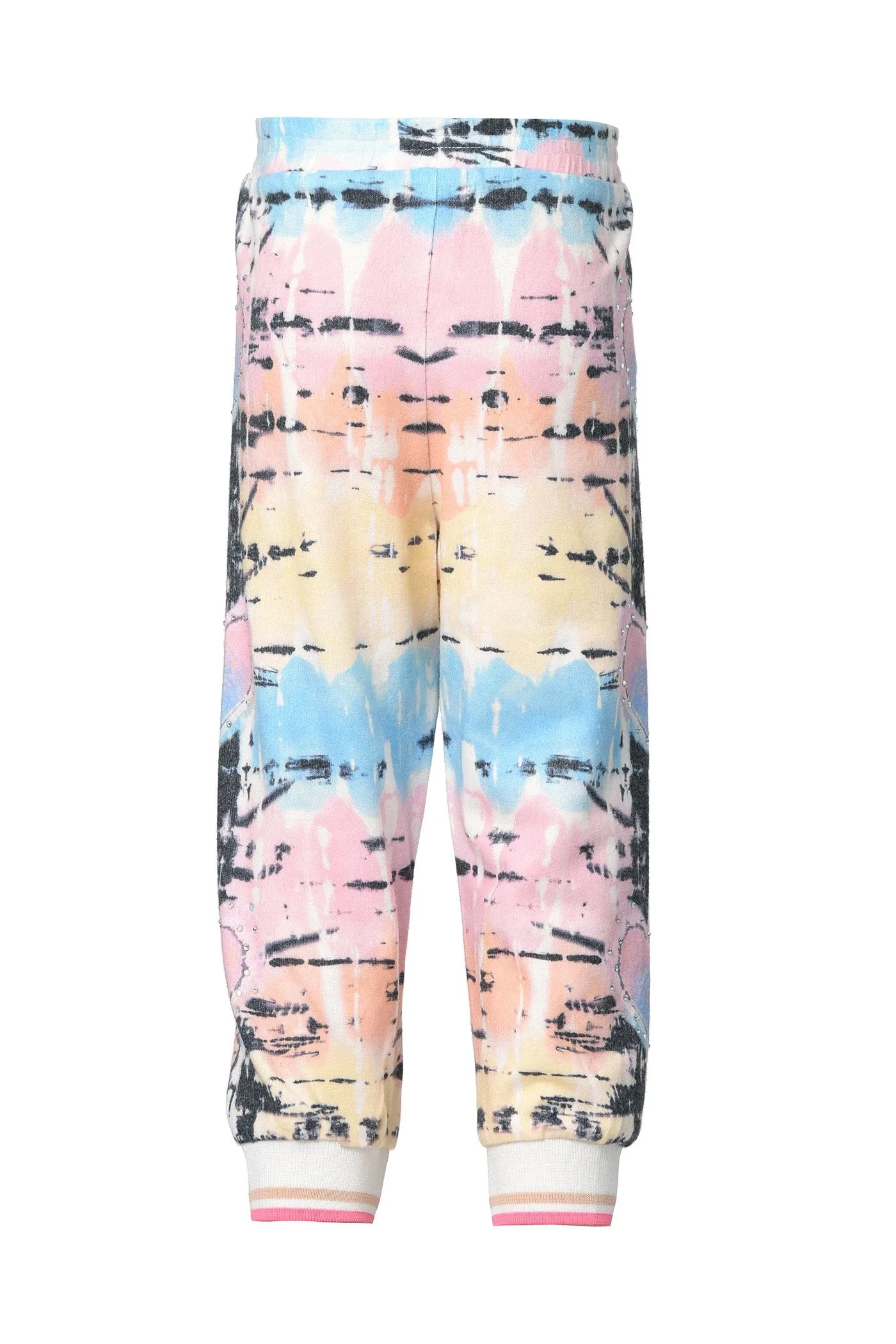 TIE-DYE AND HEART PRINT JOGGERS (B18278)