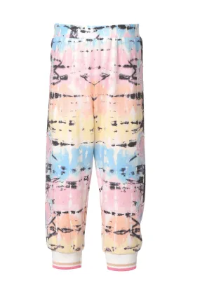 TIE-DYE AND HEART PRINT JOGGERS (B18278)