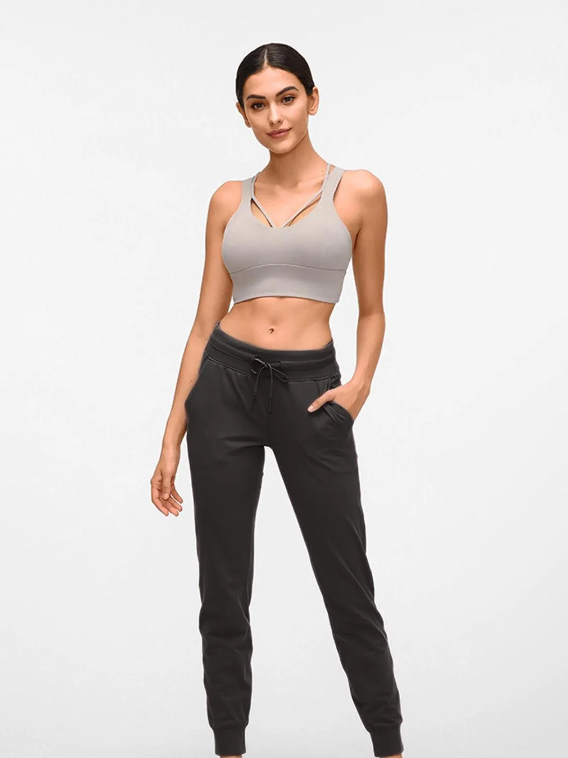 Tied Waist Detail Womens Active Joggers
