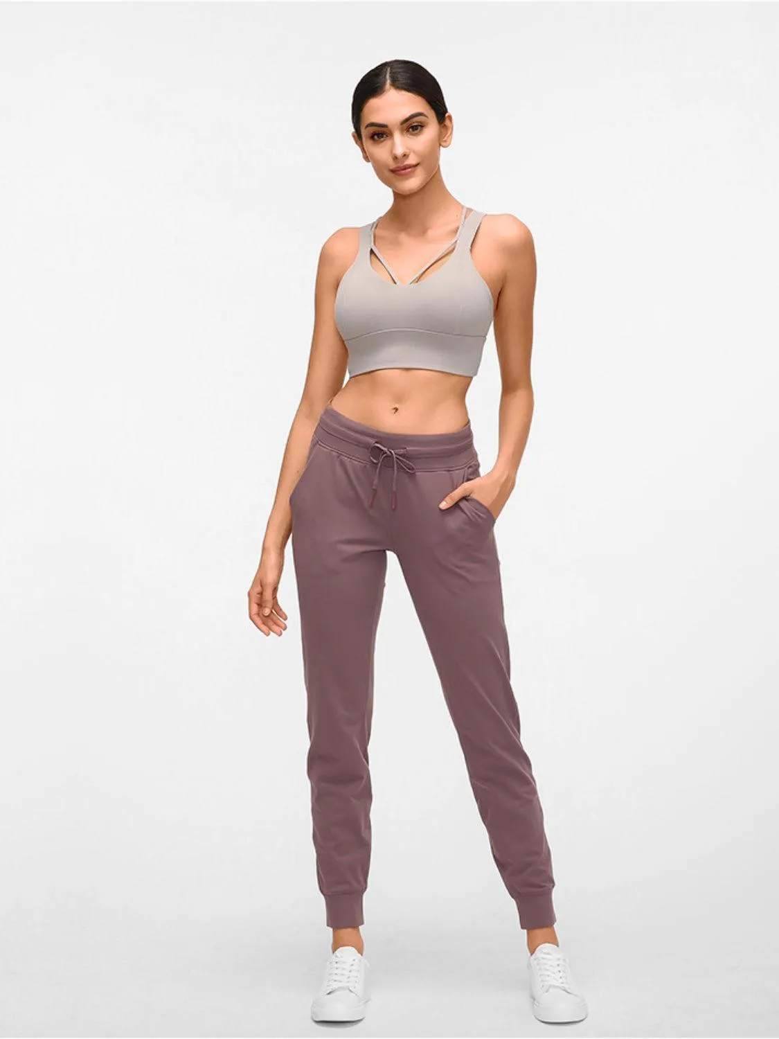 Tied Waist Detail Womens Active Joggers
