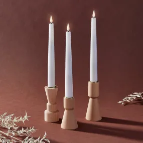 Trey Wooden Taper Candle Holders, Set of 3