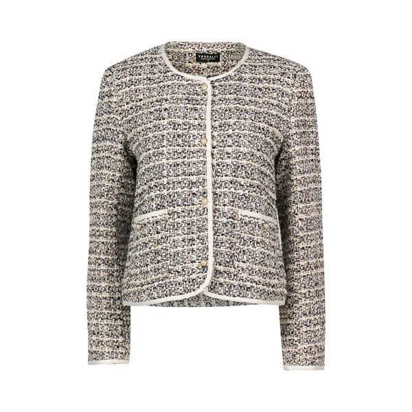 Vassalli - Collarless Short Jacket with Trim detail - Galaxy