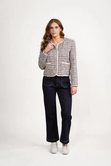 Vassalli - Collarless Short Jacket with Trim detail - Galaxy