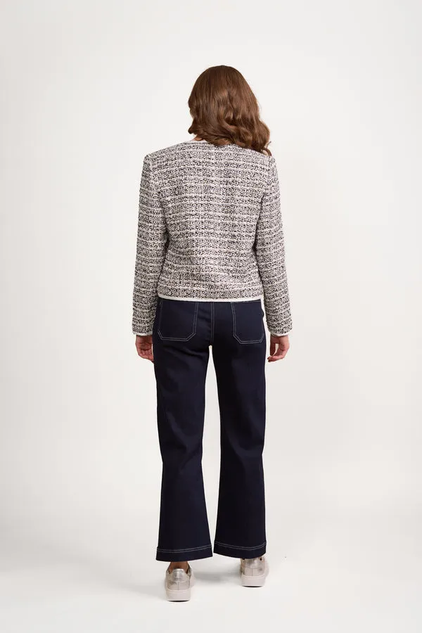 Vassalli - Collarless Short Jacket with Trim detail - Galaxy