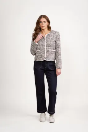 Vassalli - Collarless Short Jacket with Trim detail - Galaxy