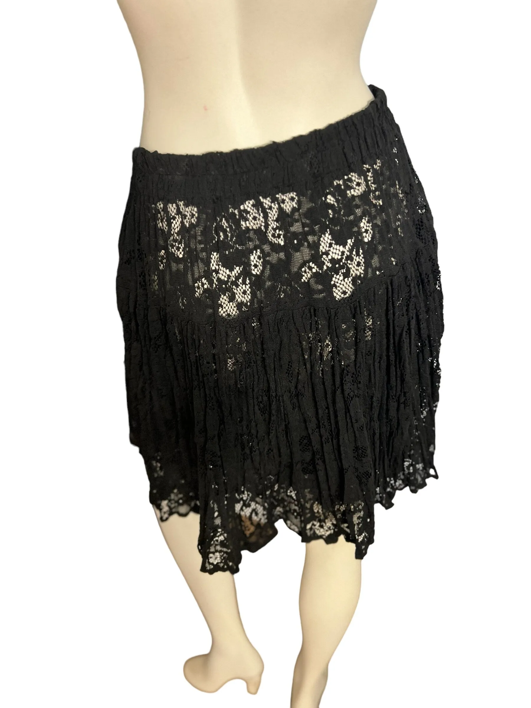 Vintage black lace skirt M Howard Wolf