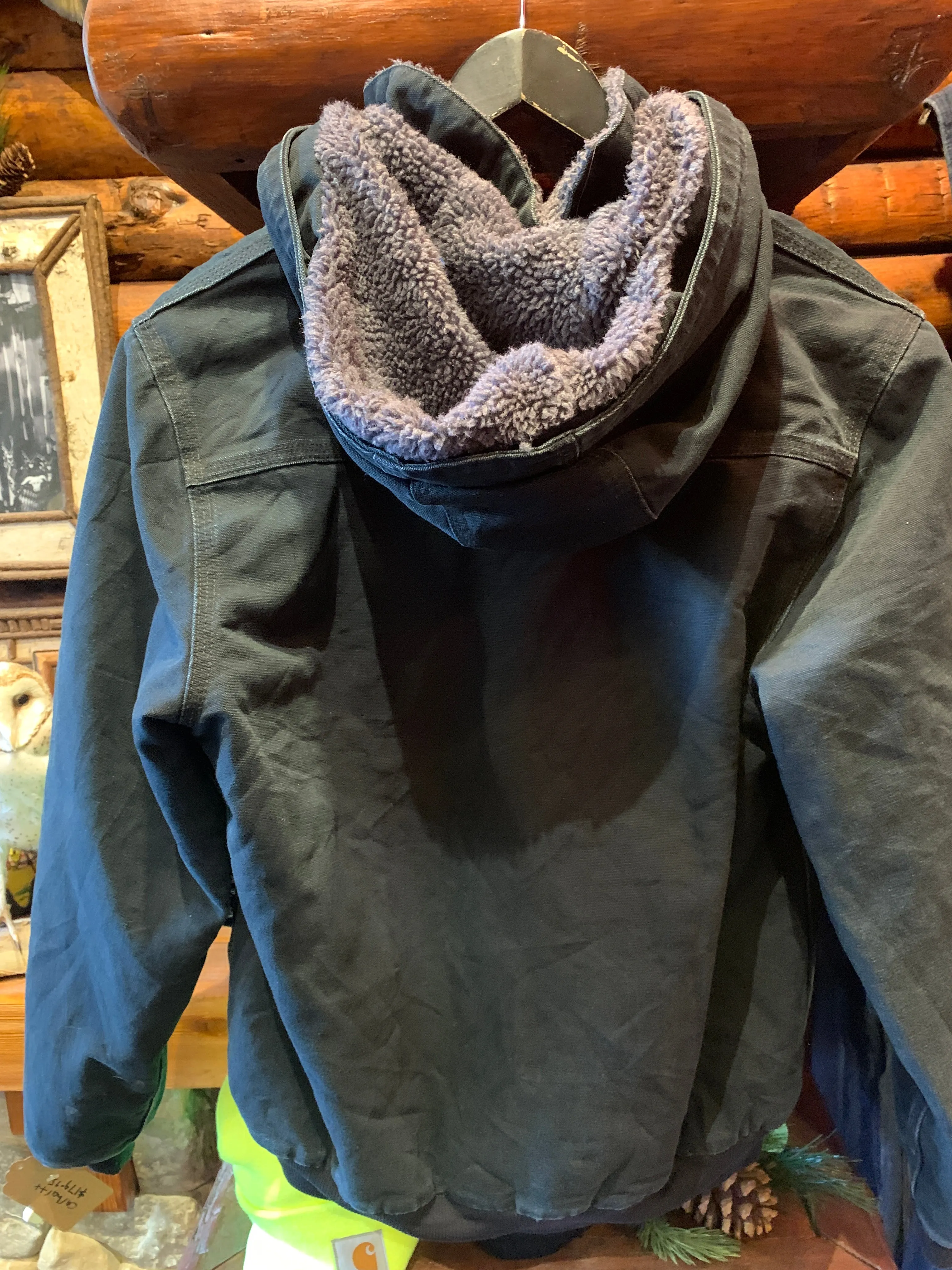 Vintage Carhartt Black Sherpa Lined Detach Hood Jacket, Small. FREE POSTAGE