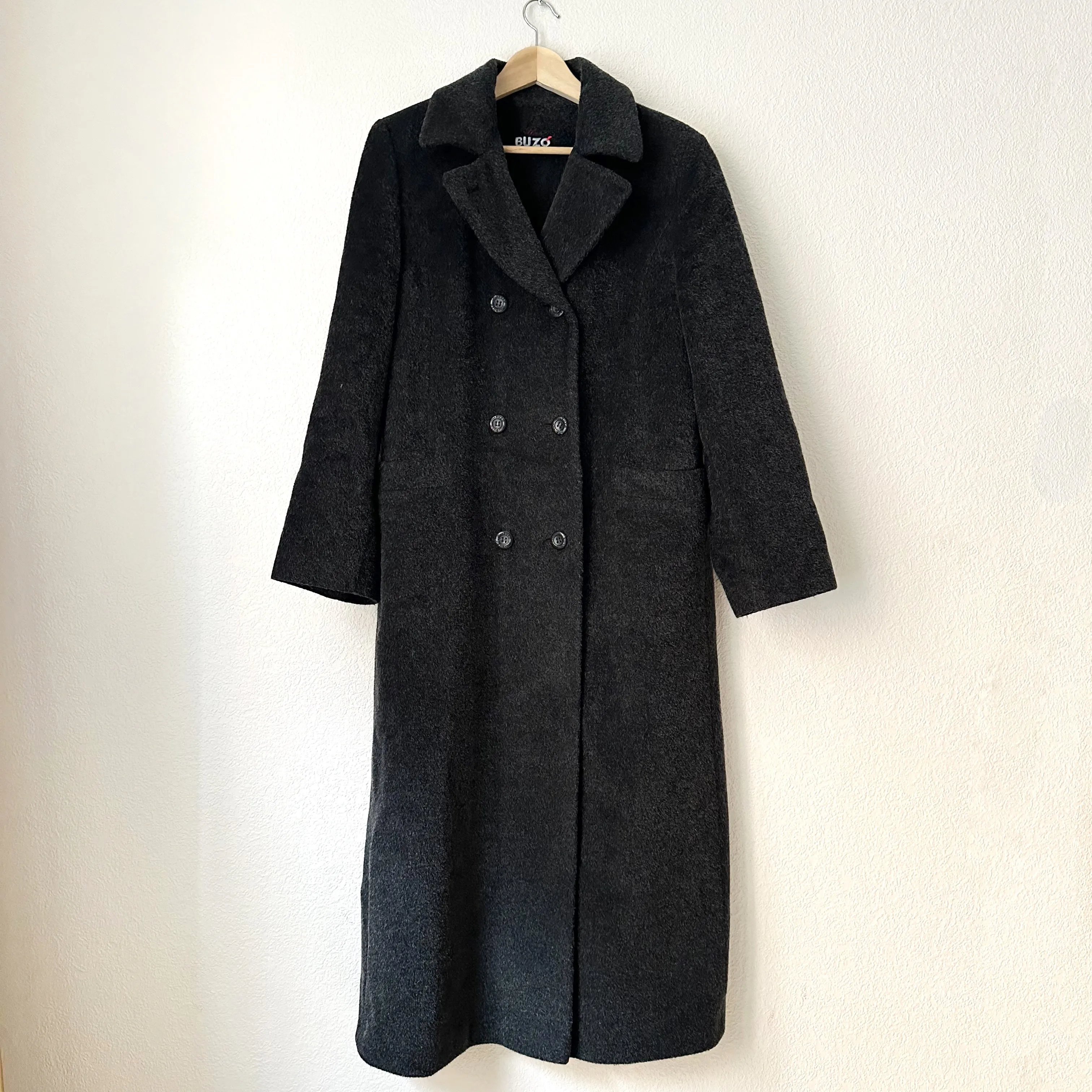 Vintage Double-breasted Gray Maxi Coat, size EU40