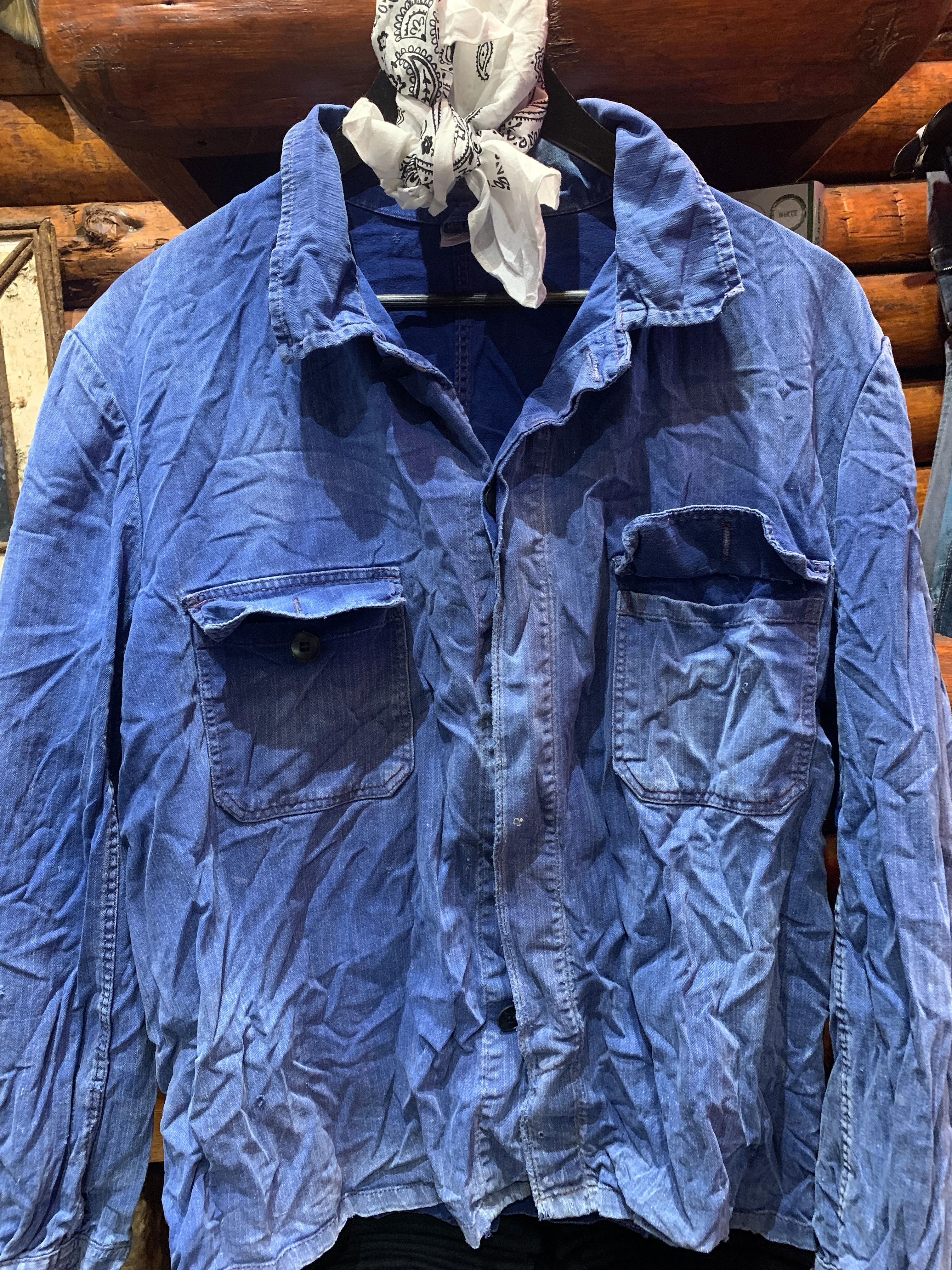 Vintage French Chore Jacket Herringbone, Small