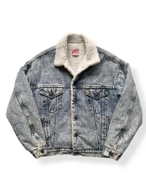 Vintage Levi's Sherpa Type III Acid Wash Denim Jacket SZ L