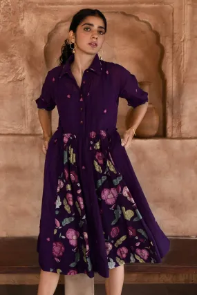 Violet Chanderi Silk Shirt Dress