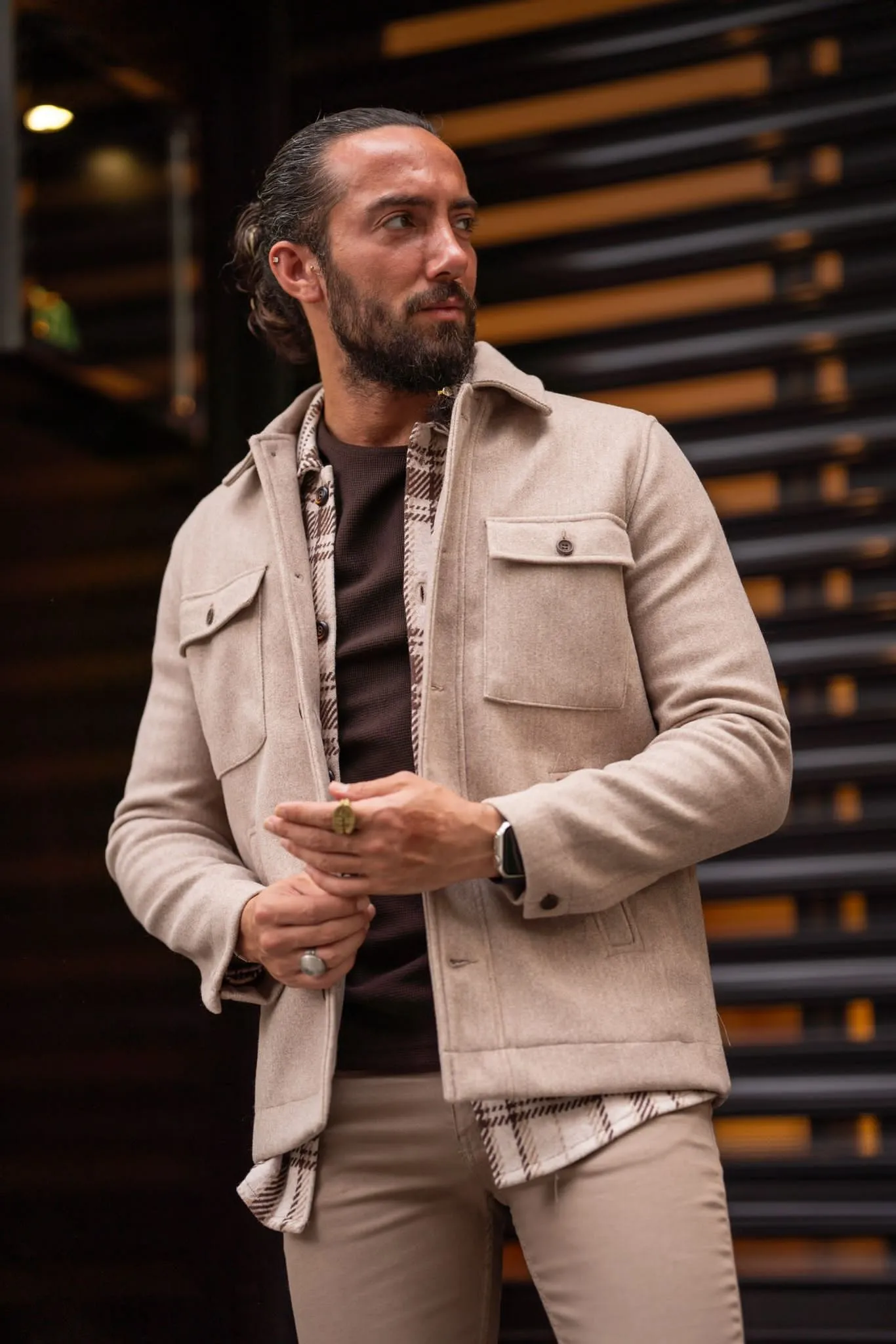 Walter Beige Slim Fit Coat
