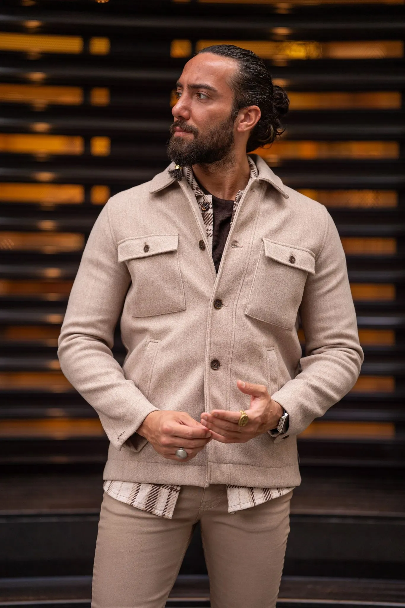 Walter Beige Slim Fit Coat