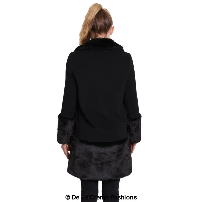 Women’s Faux Fur Trim Wool Mix Coat