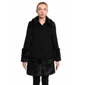 Women’s Faux Fur Trim Wool Mix Coat