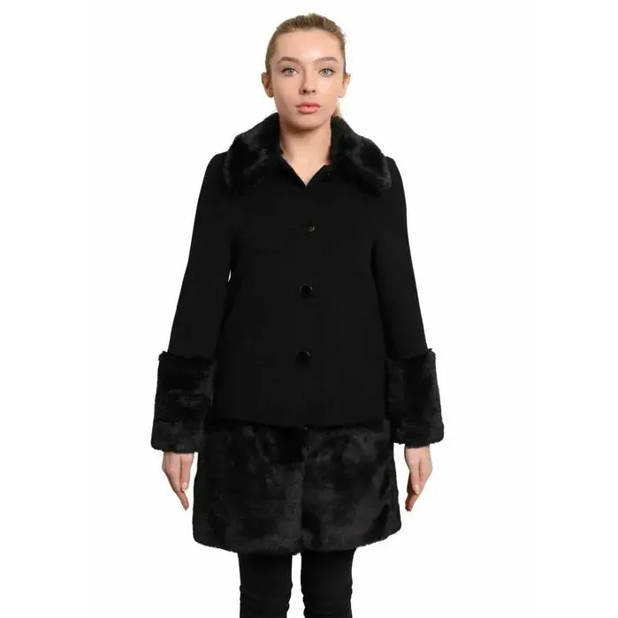 Women’s Faux Fur Trim Wool Mix Coat