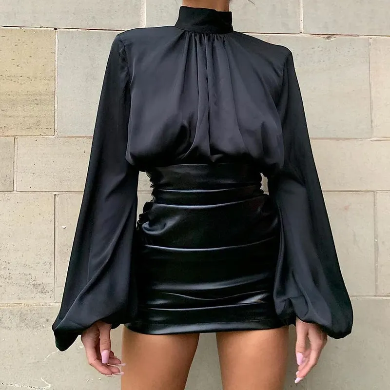 women's new skirt glossy patent leather pleated short skirt hot girl hip skirt hot style