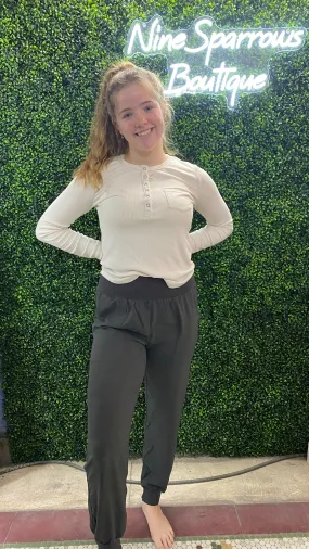 Woven Wide Waistband Joggers